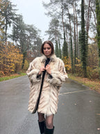 Cross Mink Fur Coat, Size XL
