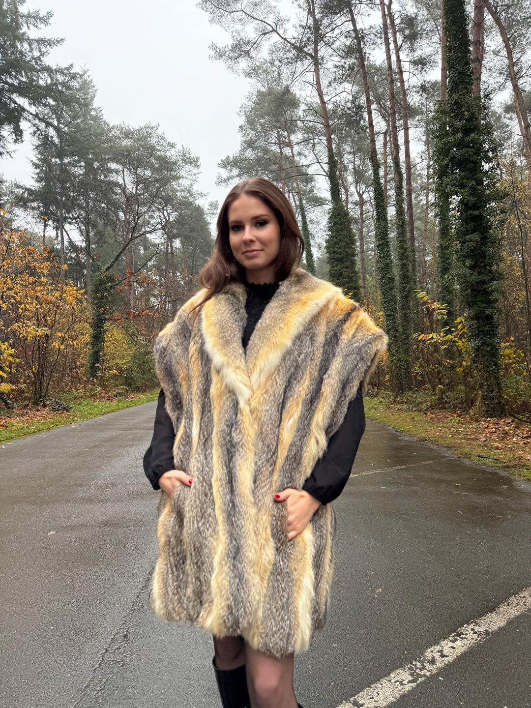 Grey Fox Fur Vest, Large Size, Women's Fur Vest, Real Fox Fur Vest, Vintage Fur Coat, Real Fur Vest, Grey Fox Fur, Cross Fox Coat, Grey Fox