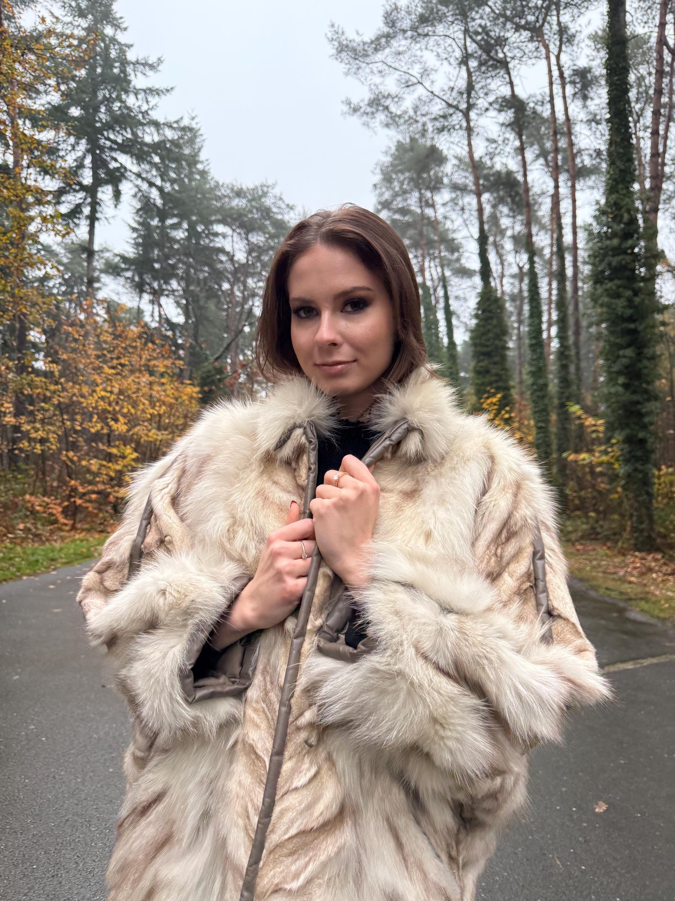 Cross Mink Fur Coat, XL Size, Mink Fur Coat, White Mink Coat, Women's Fur Coat, Vintage Fur Coat, Real Fur Coat, Cross Mink, White Mink Fur