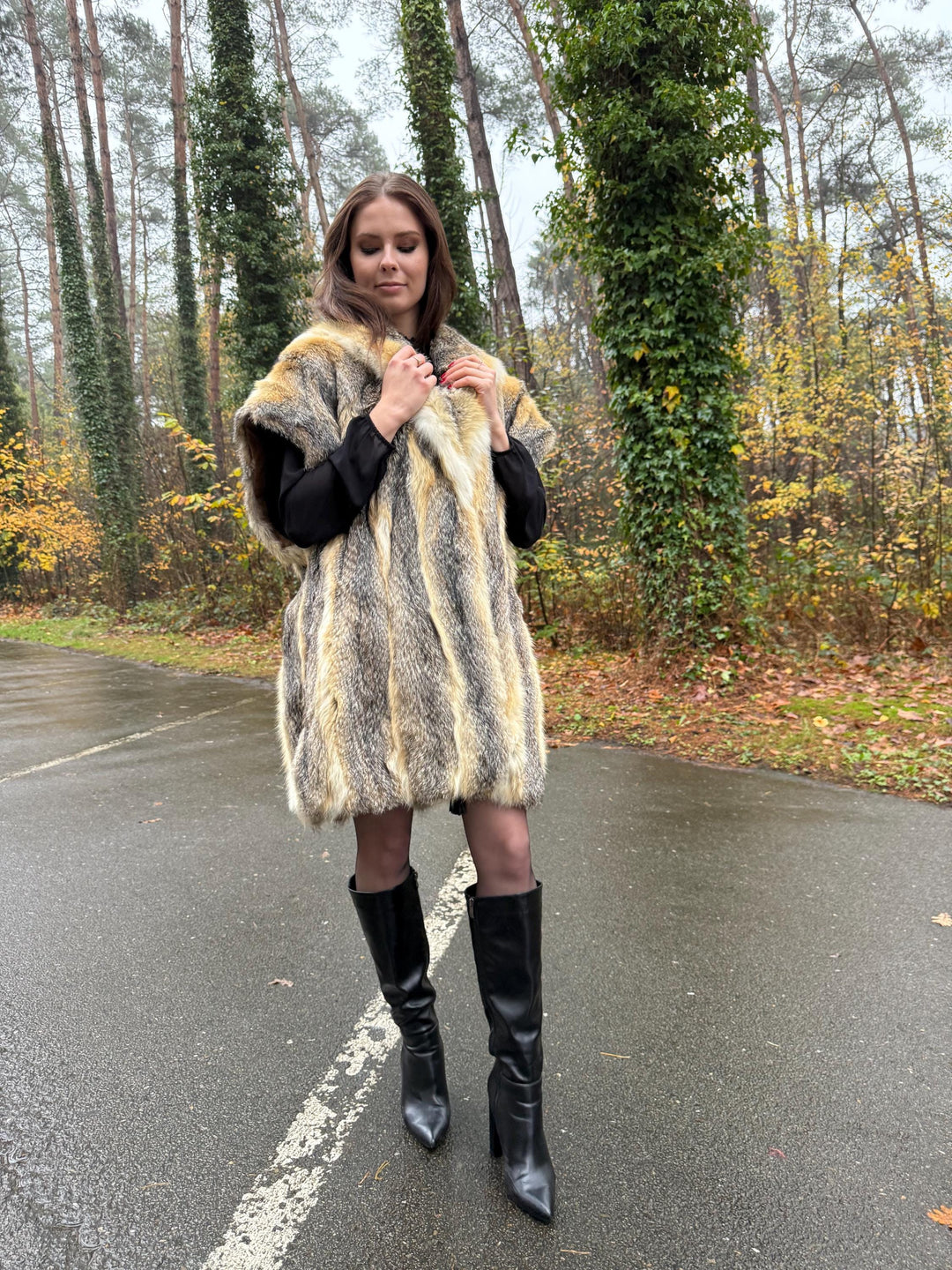 Grey Fox Fur Vest, Large Size, Women's Fur Vest, Real Fox Fur Vest, Vintage Fur Coat, Real Fur Vest, Grey Fox Fur, Cross Fox Coat, Grey Fox