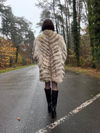 Cross Mink Fur Coat, Size XL