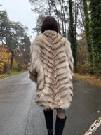 Cross Mink Fur Coat, Size XL
