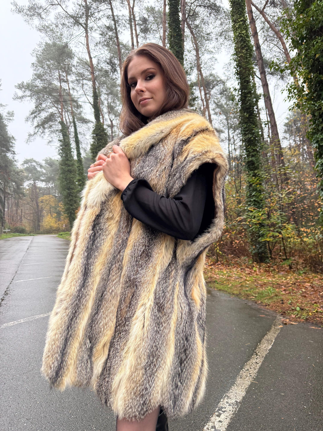 Grey Fox Fur Vest, Large Size, Women's Fur Vest, Real Fox Fur Vest, Vintage Fur Coat, Real Fur Vest, Grey Fox Fur, Cross Fox Coat, Grey Fox