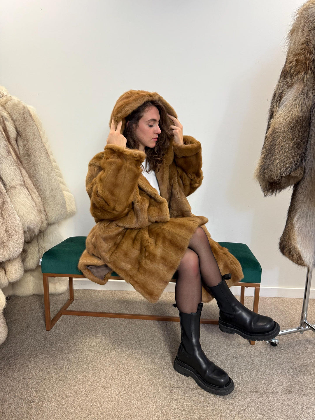 Long Feh Fur Coat, One Size 3XL, Swinger Fur Coat, Real Fur Coat, Long Fur Coat, Vintage Fur Coat, Thick Fur Coat, Brown Fur Coat, Feh Fur
