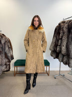 Women's Beige Astrakhan fur coat, size S