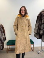 Beige Astrakhan Fur Coat, Size S