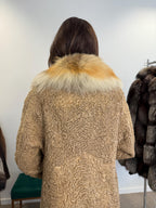 Beige Astrakhan Fur Coat, Size S