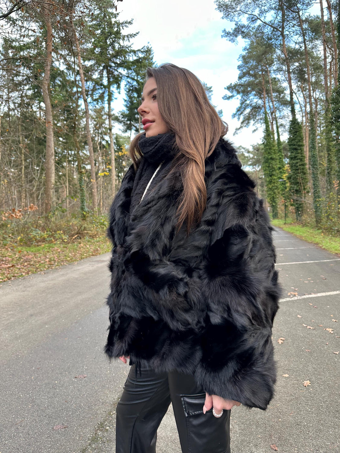 Black Fox Fur Jacket, Large Size, Real Black Fox Fur, Shiny and Luxurious, Elegant Women's Fur Jacket, Premium Outerwear, Vintage Fur Jacket