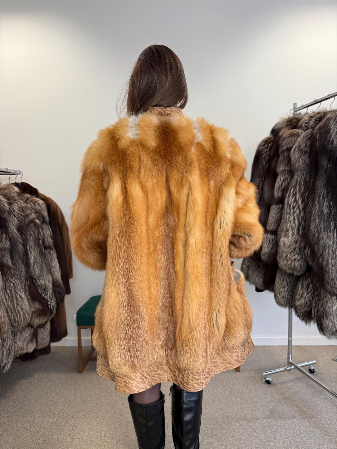 Red Fox Leather Coat, XL Size, Women's Fur Coat, Leather Fur Coat, Real Fox Fur Coat, Vintage Fur Coat, Red Fox Fur, Red Fox Jacket, Fox Fur