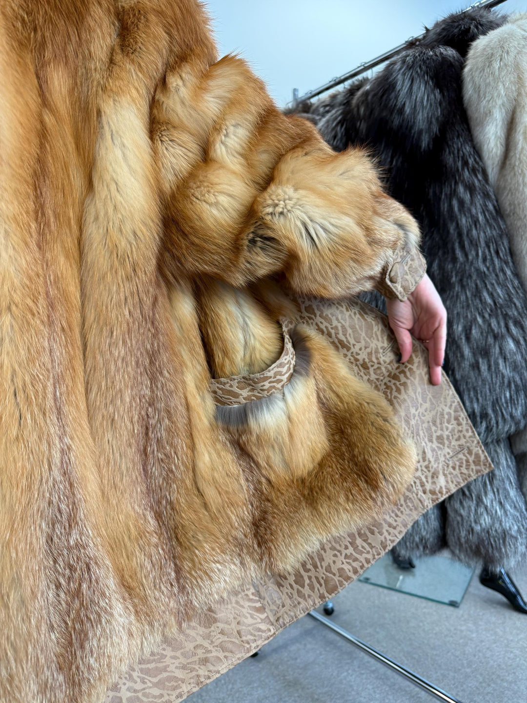 Red Fox Leather Coat, XL Size, Women's Fur Coat, Leather Fur Coat, Real Fox Fur Coat, Vintage Fur Coat, Red Fox Fur, Red Fox Jacket, Fox Fur