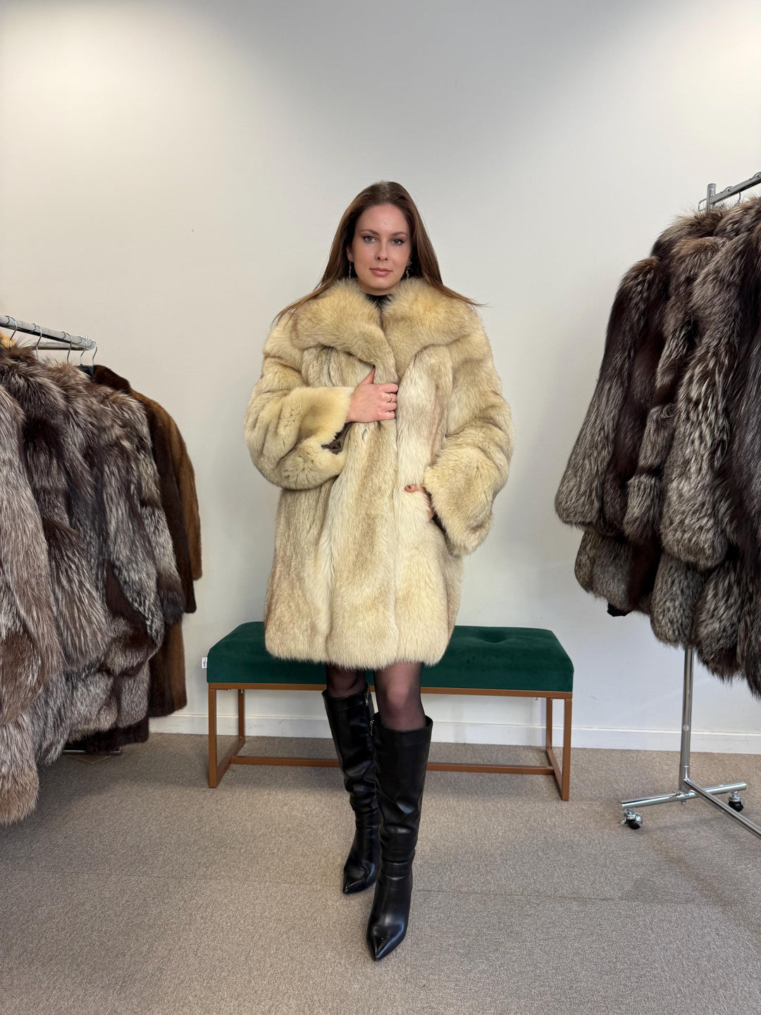 Nordic Fox Fur Coat, XL Size, Real White Fox Fur, Soft Fur Coat, Blue Fox Fur Coat, Real Nordic Fox Fur, Real Fur Coat, Soft Fox Fur Coat