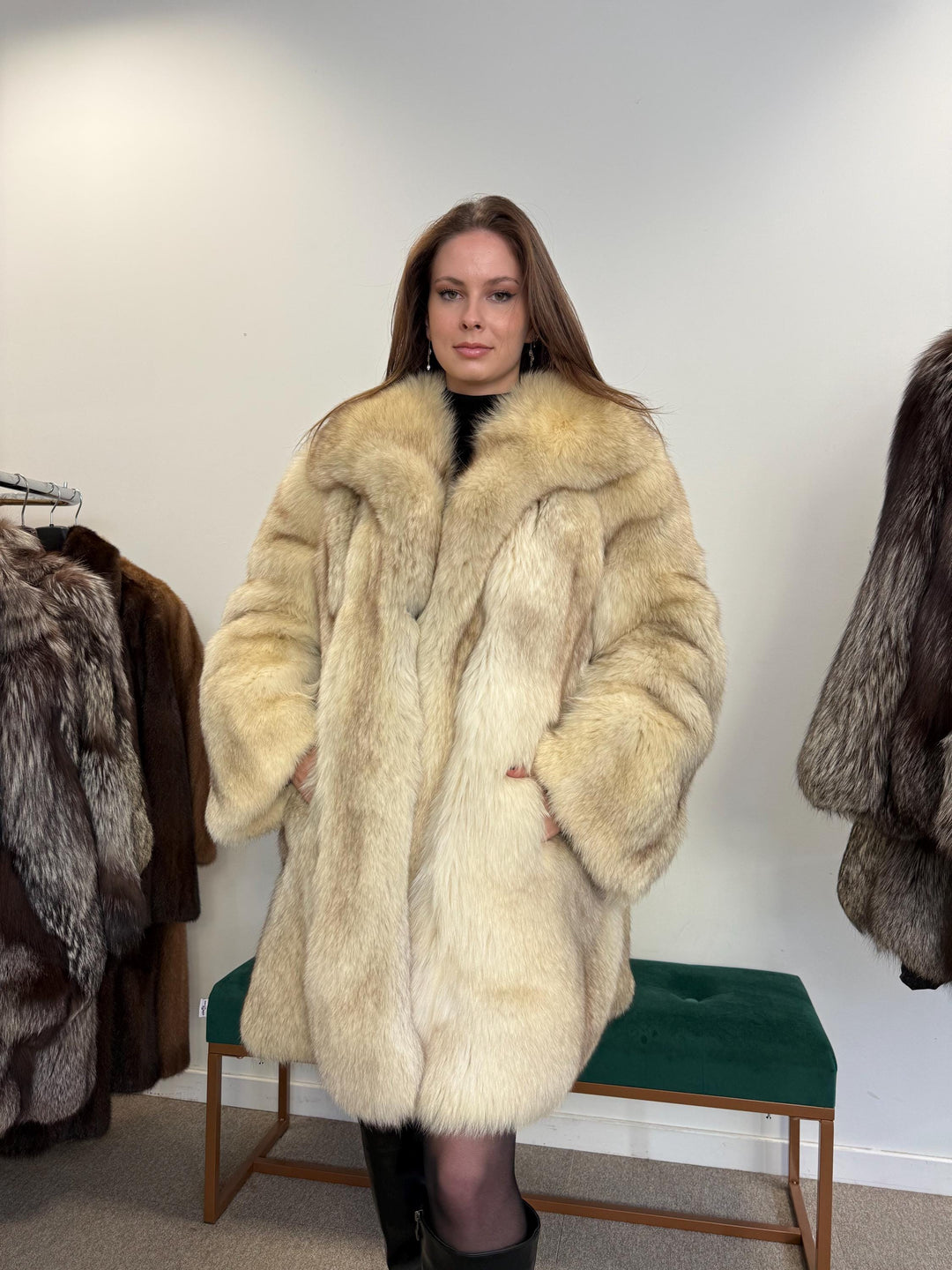 Nordic Fox Fur Coat, XL Size, Real White Fox Fur, Soft Fur Coat, Blue Fox Fur Coat, Real Nordic Fox Fur, Real Fur Coat, Soft Fox Fur Coat