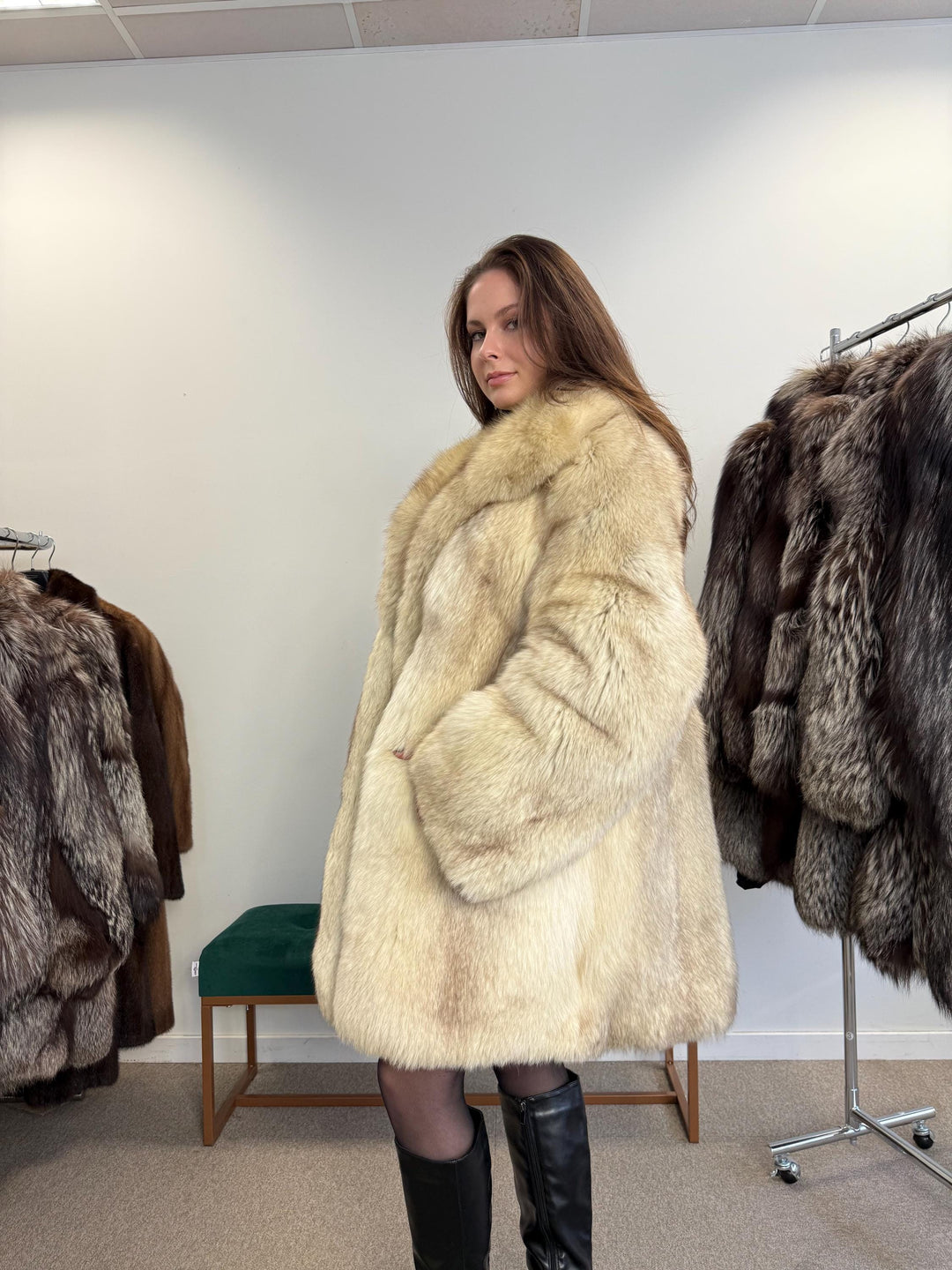 Nordic Fox Fur Coat, XL Size, Real White Fox Fur, Soft Fur Coat, Blue Fox Fur Coat, Real Nordic Fox Fur, Real Fur Coat, Soft Fox Fur Coat