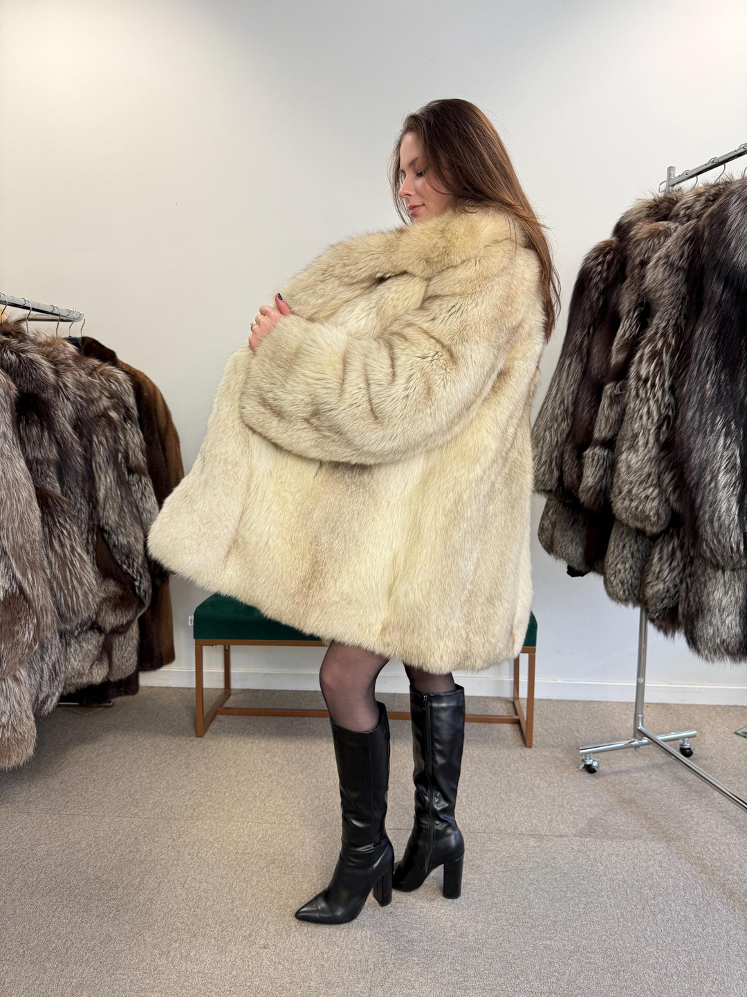 Nordic Fox Fur Coat, XL Size, Real White Fox Fur, Soft Fur Coat, Blue Fox Fur Coat, Real Nordic Fox Fur, Real Fur Coat, Soft Fox Fur Coat