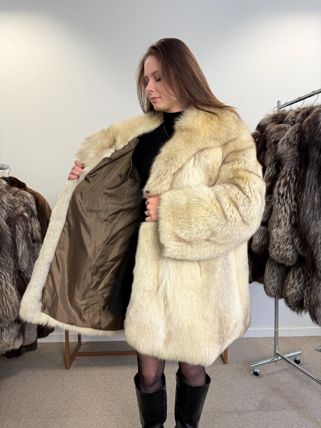 Nordic Fox Fur Coat, XL Size, Real White Fox Fur, Soft Fur Coat, Blue Fox Fur Coat, Real Nordic Fox Fur, Real Fur Coat, Soft Fox Fur Coat