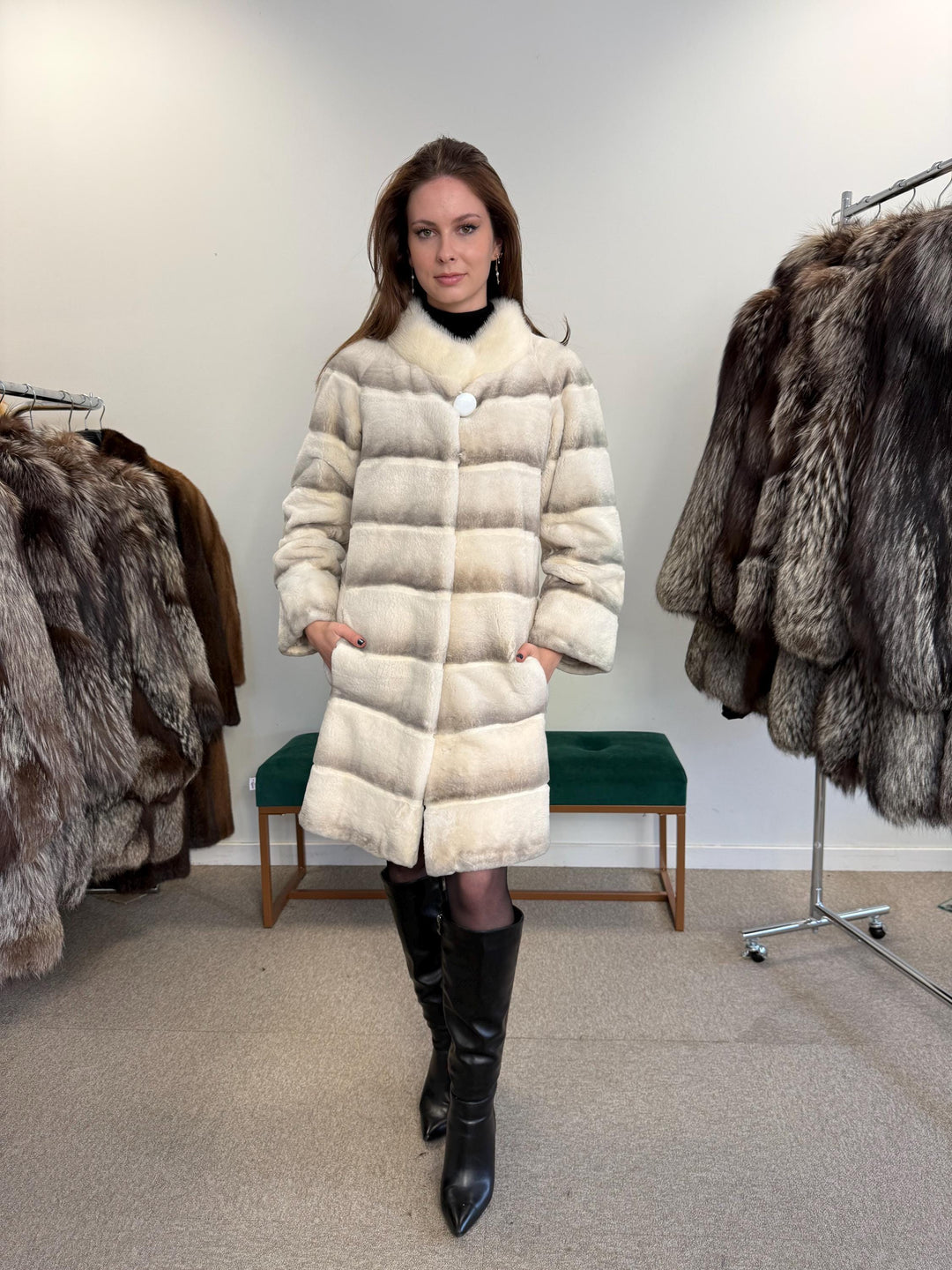 New Rex Rabbit Fur Coat, XS/S Size, White Rabbit Fur Coat, White Rex Rabbit Coat, Vintage Fur Coat, Women's Coat, New Fur Coat, Fur Coat