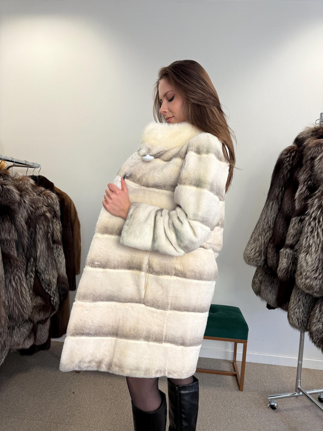 New Rex Rabbit Fur Coat, XS/S Size, White Rabbit Fur Coat, White Rex Rabbit Coat, Vintage Fur Coat, Women's Coat, New Fur Coat, Fur Coat