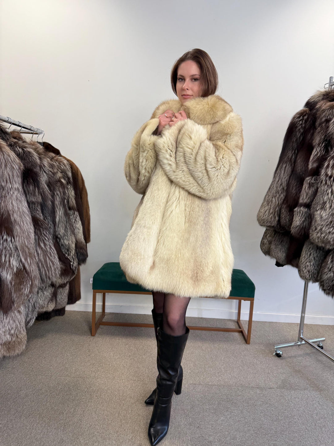 Nordic Fox Fur Coat, XL Size, Real White Fox Fur, Soft Fur Coat, Blue Fox Fur Coat, Real Nordic Fox Fur, Real Fur Coat, Soft Fox Fur Coat