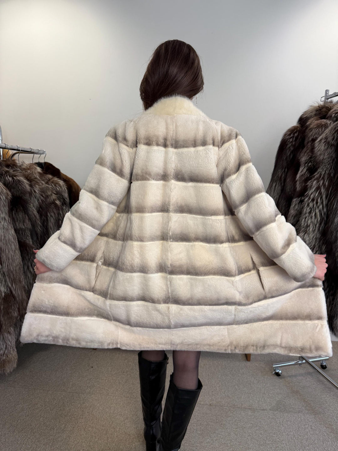 New Rex Rabbit Fur Coat, XS/S Size, White Rabbit Fur Coat, White Rex Rabbit Coat, Vintage Fur Coat, Women's Coat, New Fur Coat, Fur Coat