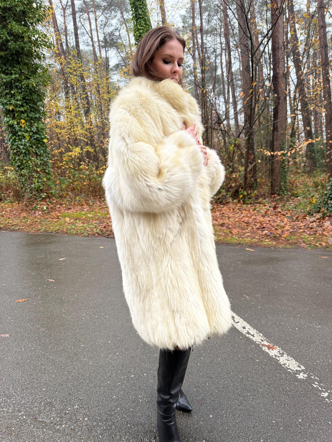 Polar Fox Fur Coat, XXL Size, Real White Fox Fur, Soft Fur Coat, Fox Fur Coat, Real Arctic Fox Fur, Real Fur Coat, Fluffy Fox Fur Coat, Fur