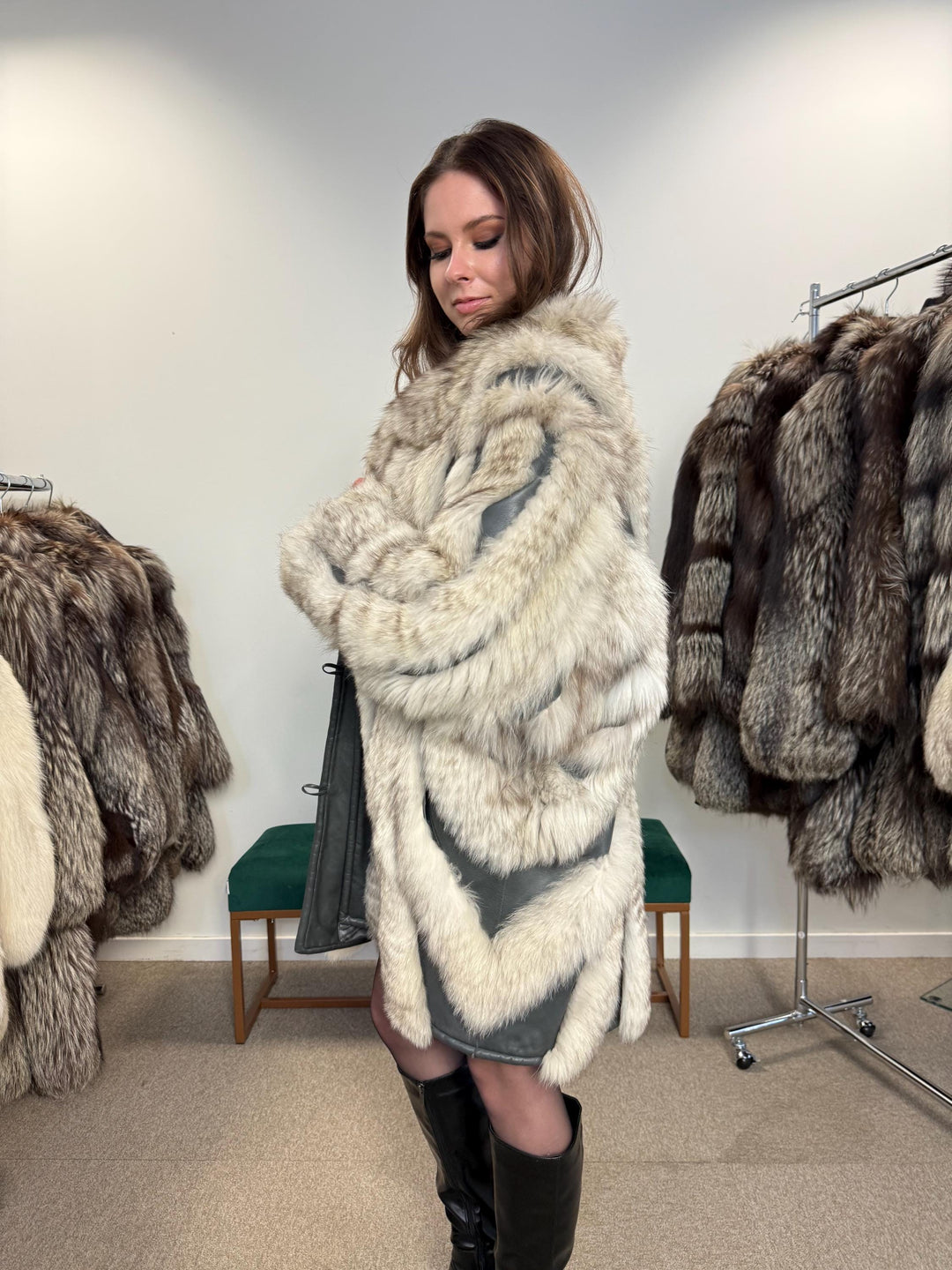 Fox Leather Fur Coat, XL Size, Real Fur Coat, Elegant Fox Fur, Vintage Fox Fur, Fox Leather Coat, Women Fox Fur Coat, Real Fox, Nordic Fox