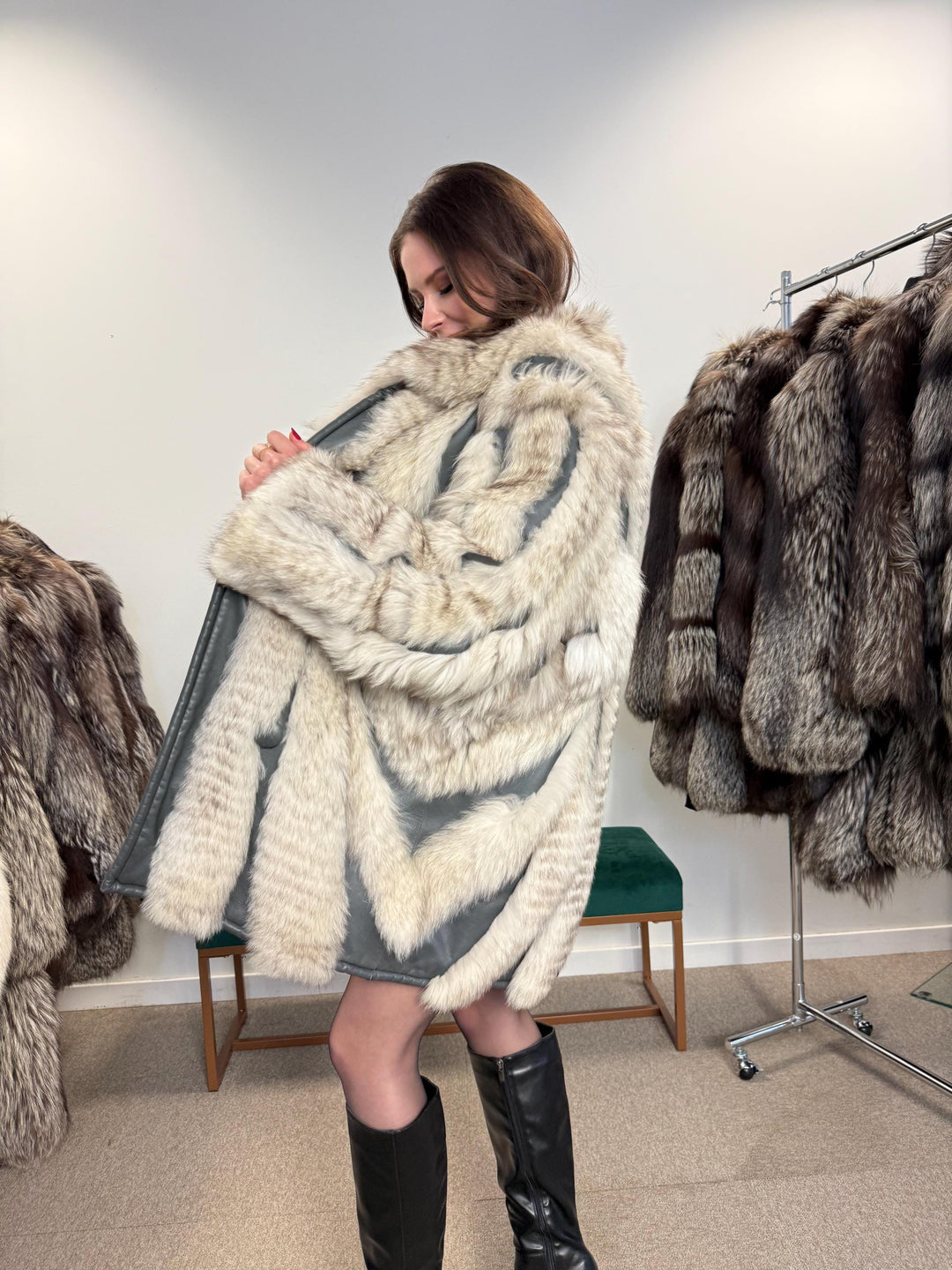 Fox Leather Fur Coat, XL Size, Real Fur Coat, Elegant Fox Fur, Vintage Fox Fur, Fox Leather Coat, Women Fox Fur Coat, Real Fox, Nordic Fox