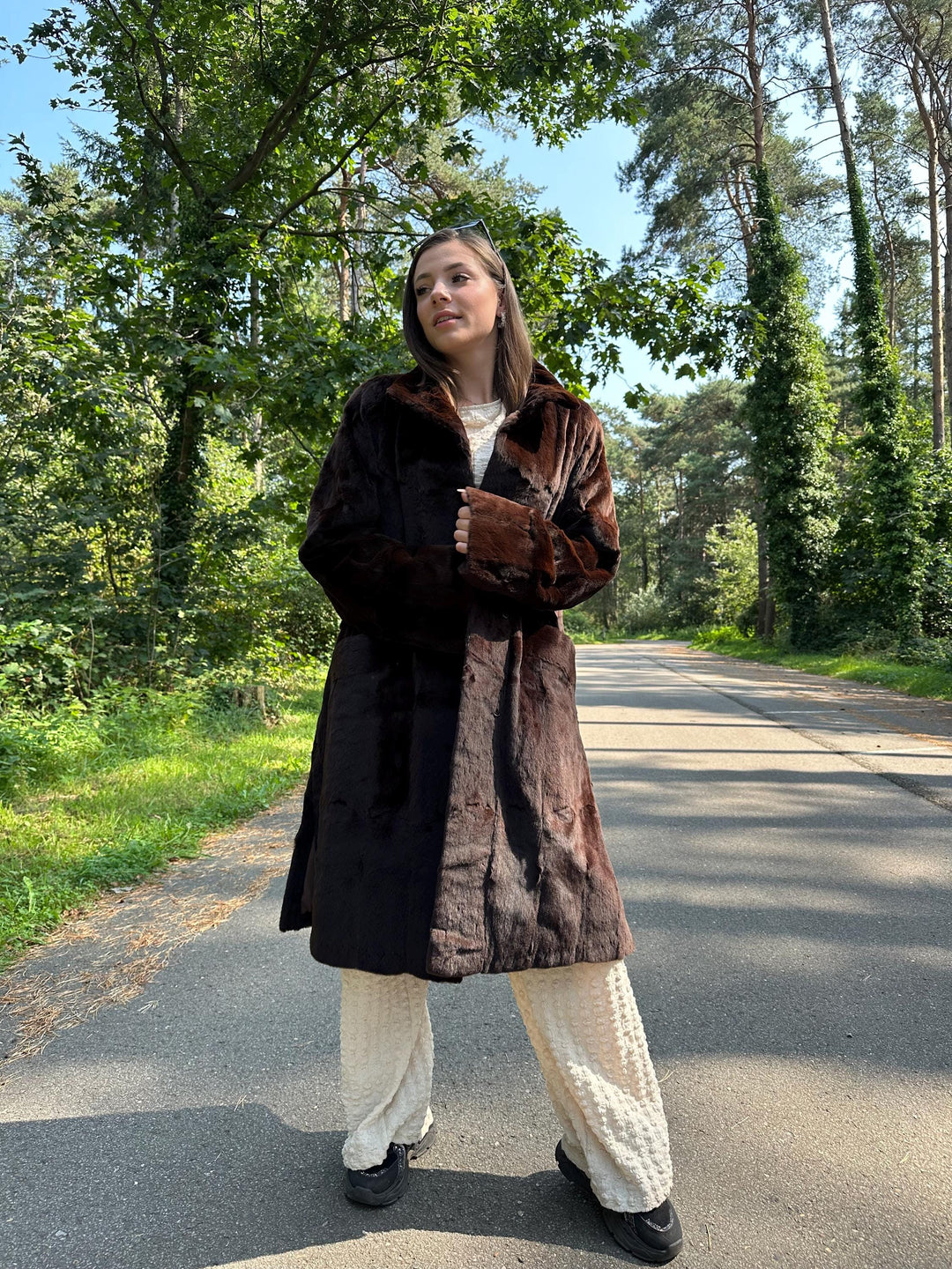 Light Sheared Rabbit Fur Coat, XL Size, Super Soft & Luxurious Fur Coat, Rich Brown Color, Perfect for Warmth and Elegant Style, Rabbit Fur