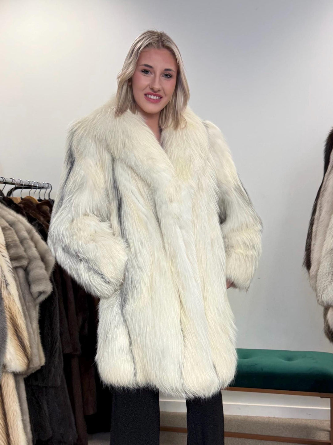 Marble Fox Fur Coat, White Fox Fur Coat, XL Size, fluffy Fur Coat, Real Fox Fur Coat, White Fox Fur Coat, Vintage Fur Coat, fox fur