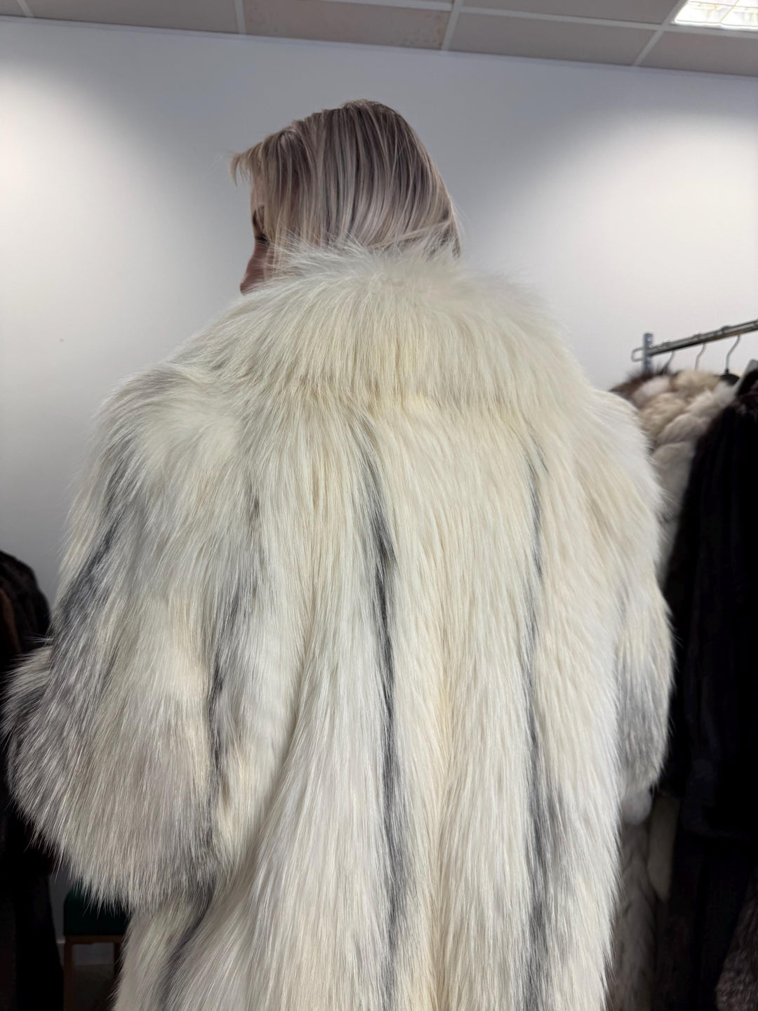 Marble Fox Fur Coat, White Fox Fur Coat, XL Size, fluffy Fur Coat, Real Fox Fur Coat, White Fox Fur Coat, Vintage Fur Coat, fox fur