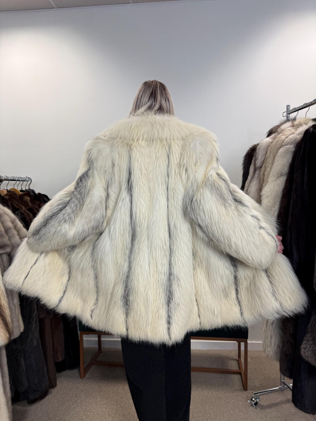 Marble Fox Fur Coat, White Fox Fur Coat, XL Size, fluffy Fur Coat, Real Fox Fur Coat, White Fox Fur Coat, Vintage Fur Coat, fox fur