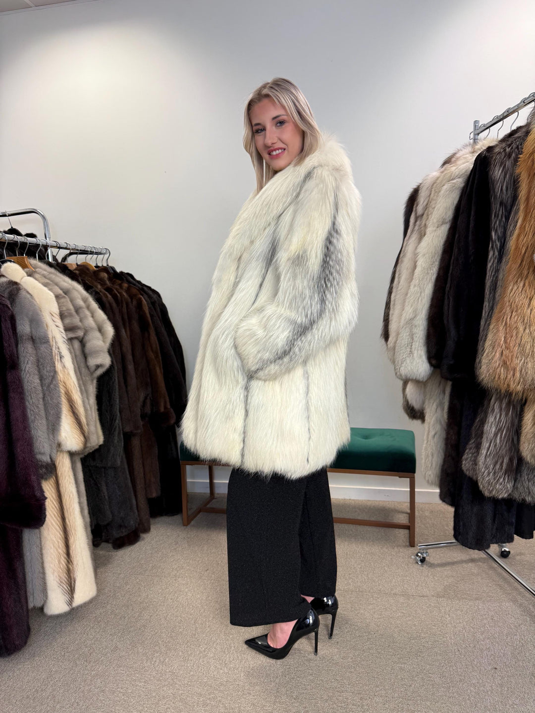 Marble Fox Fur Coat, White Fox Fur Coat, XL Size, fluffy Fur Coat, Real Fox Fur Coat, White Fox Fur Coat, Vintage Fur Coat, fox fur