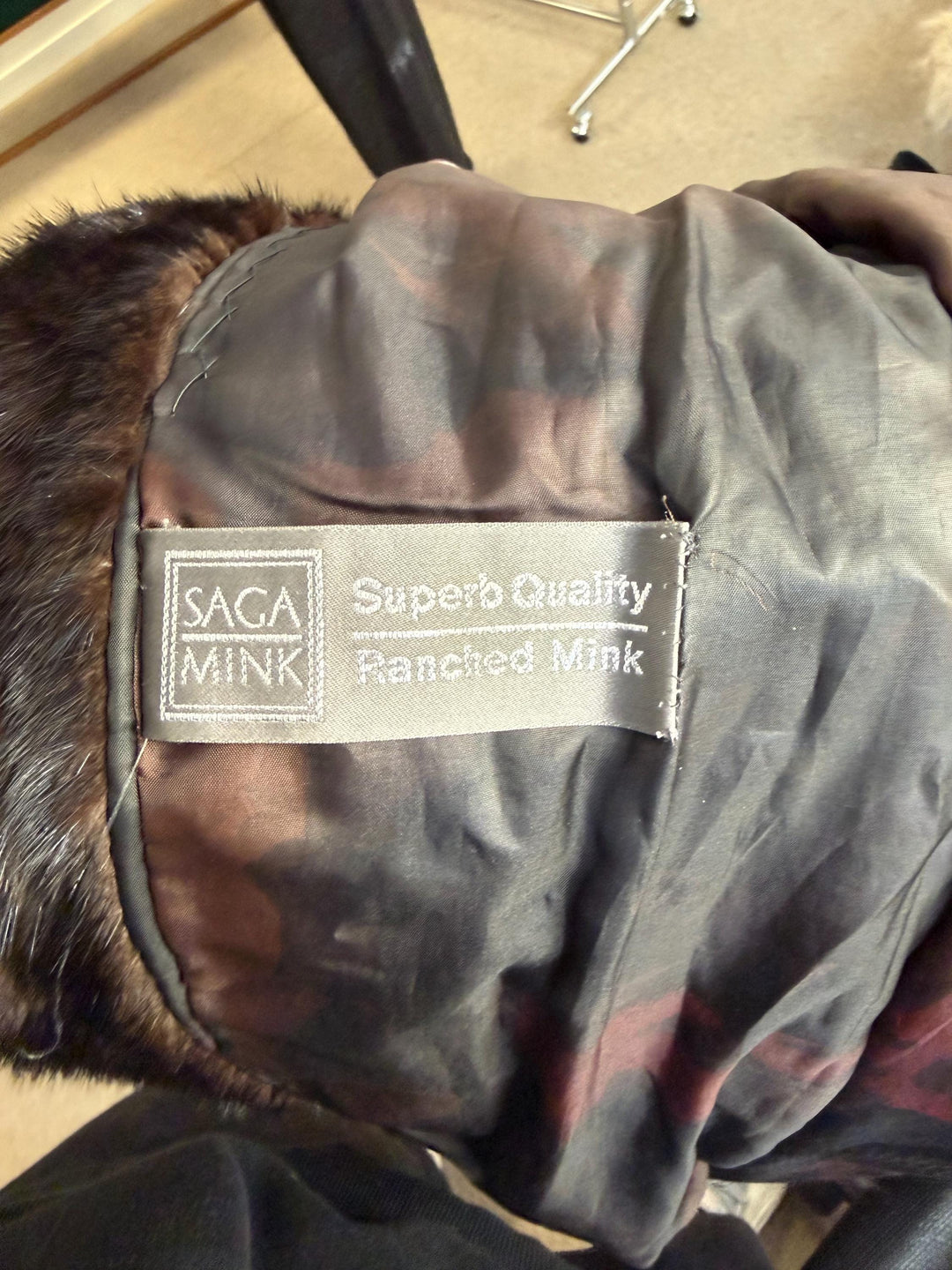 Superb Ranched Saga Mink Fur Coat, black mink coat, one size 4XL, Premium High Quality Fur, Luxury Women's Fur Coat, swinger Thick Mink Fur