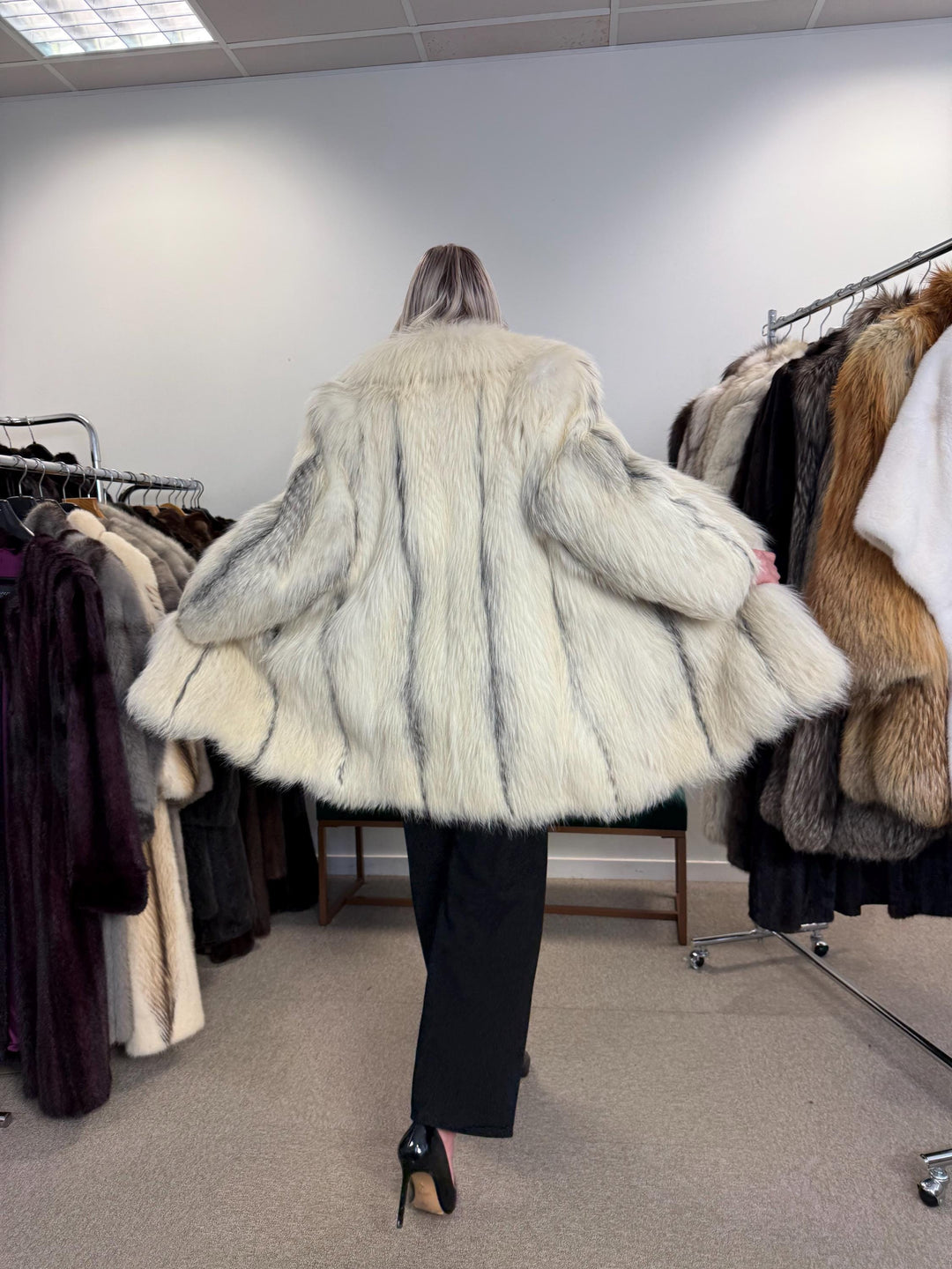 Marble Fox Fur Coat, White Fox Fur Coat, XL Size, fluffy Fur Coat, Real Fox Fur Coat, White Fox Fur Coat, Vintage Fur Coat, fox fur