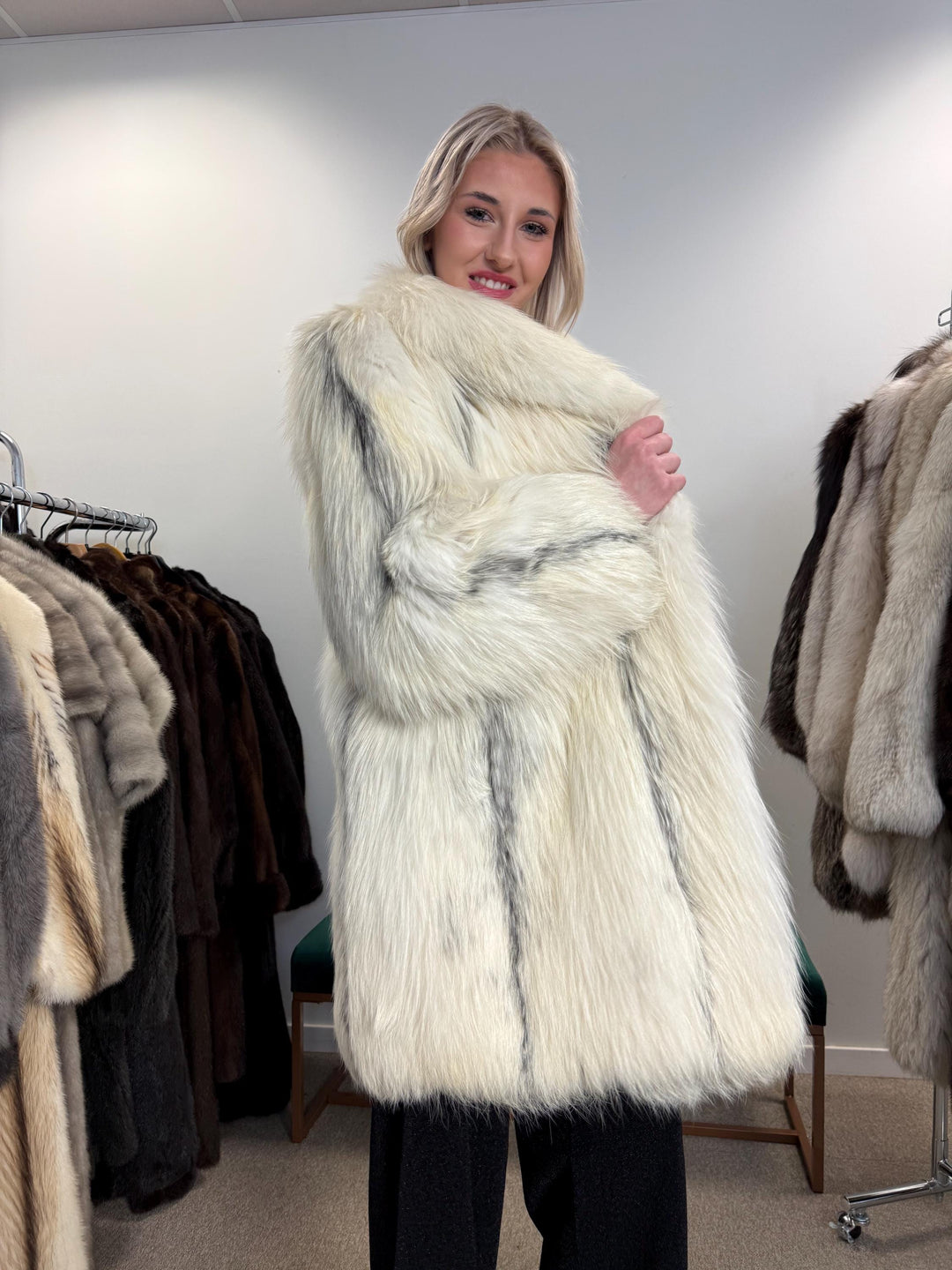 Marble Fox Fur Coat, White Fox Fur Coat, XL Size, fluffy Fur Coat, Real Fox Fur Coat, White Fox Fur Coat, Vintage Fur Coat, fox fur
