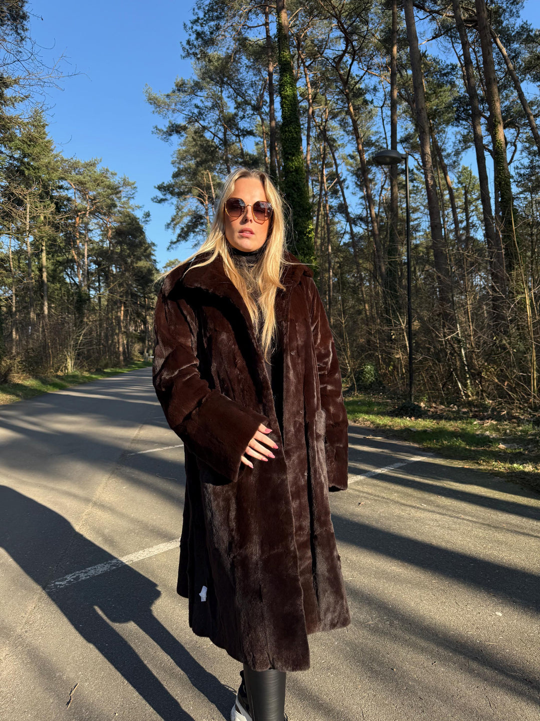 Dark Brown Sheared Rabbit Fur Coat, XL/XXL Super Soft Fur, Light Shiny Finish, Full-Length Elegant Design, Brand New Coat, Warm & Luxurious