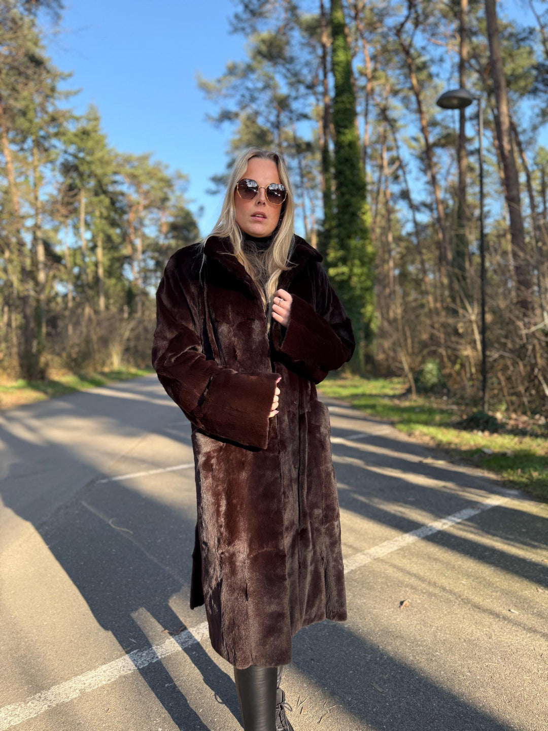 Dark Brown Sheared Rabbit Fur Coat, XL/XXL Super Soft Fur, Light Shiny Finish, Full-Length Elegant Design, Brand New Coat, Warm & Luxurious