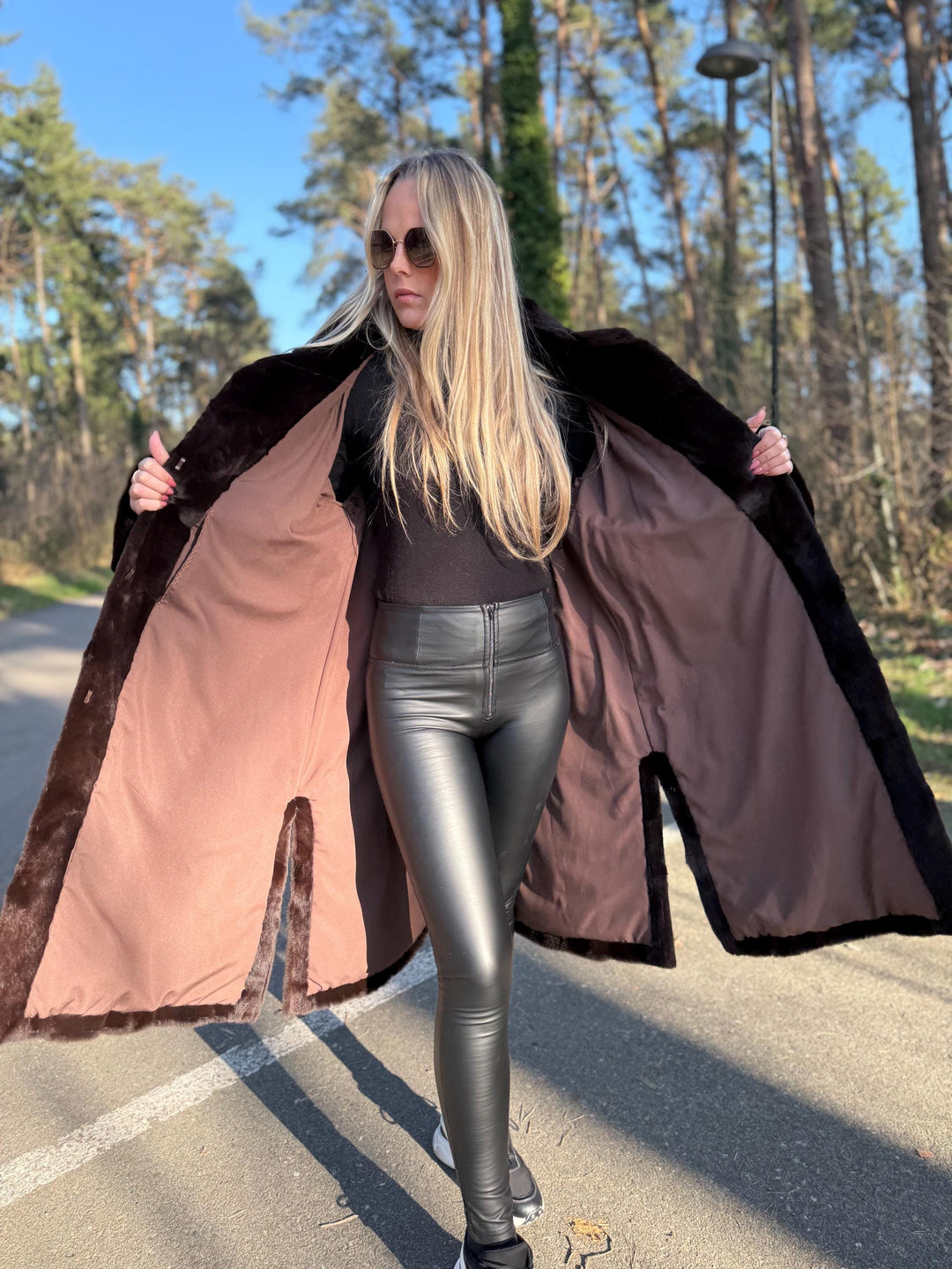 Dark Brown Sheared Rabbit Fur Coat, XL/XXL Super Soft Fur, Light Shiny Finish, Full-Length Elegant Design, Brand New Coat, Warm & Luxurious