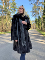 Women's Black Mink fur coat, size XL