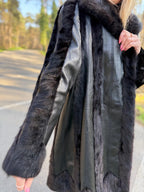Mink Fur Coat, Leather, Size XL