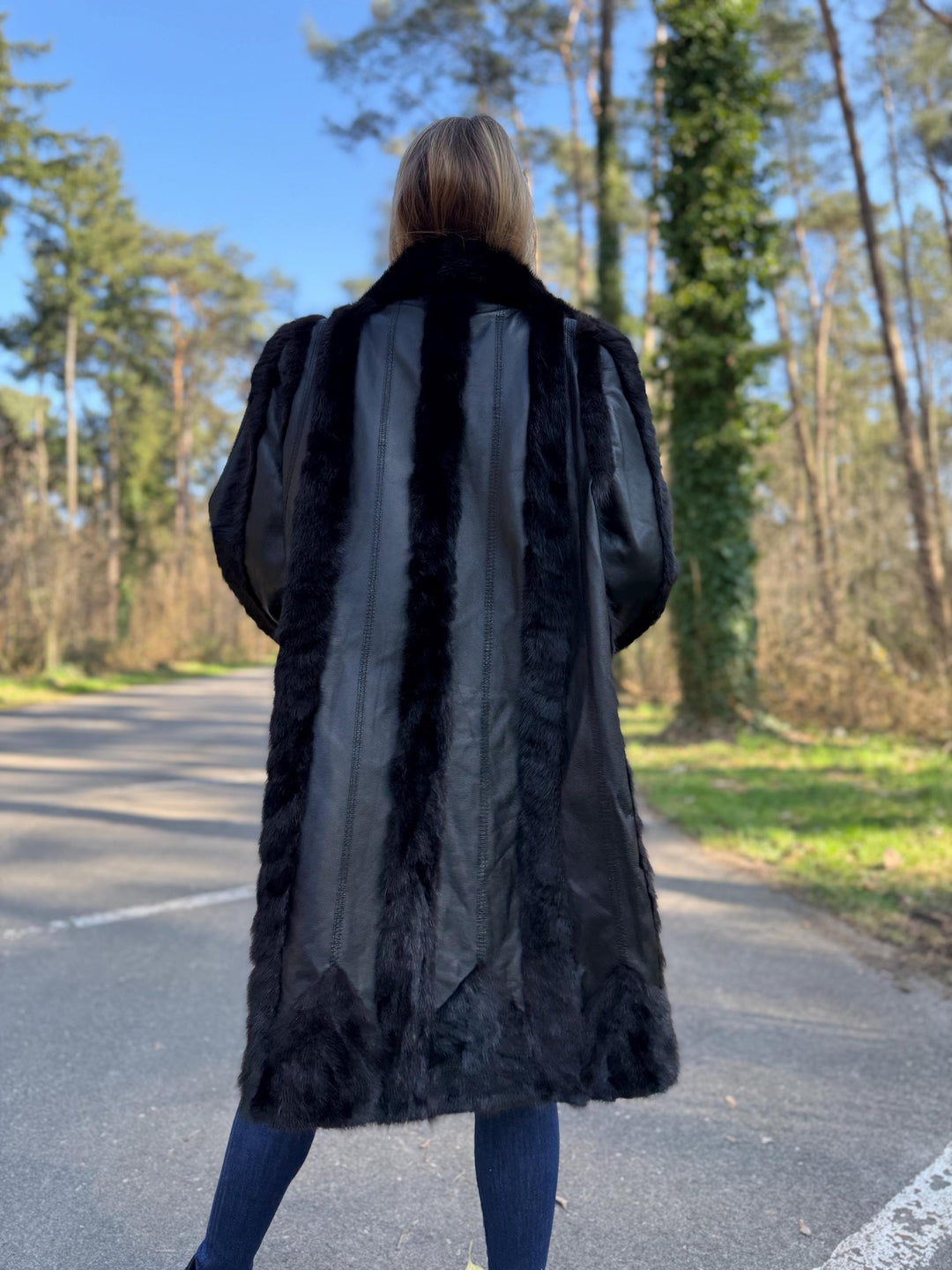 Mink and Leather Fur Coat, XL Size, Vintage Fur Coat, Black Mink Coat, Women Fur Coat, Mink Fur, Real Fur Coat, Leather Coat, Mink Coat