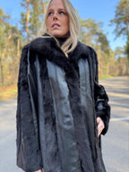 Mink Fur Coat, Leather, Size XL