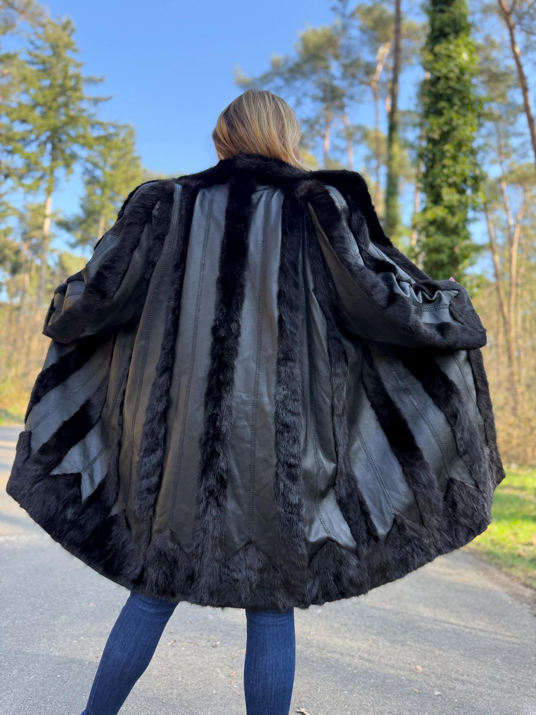 Mink and Leather Fur Coat, XL Size, Vintage Fur Coat, Black Mink Coat, Women Fur Coat, Mink Fur, Real Fur Coat, Leather Coat, Mink Coat