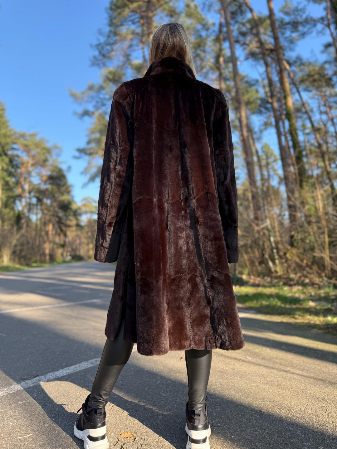 Dark Brown Sheared Rabbit Fur Coat, XL/XXL Super Soft Fur, Light Shiny Finish, Full-Length Elegant Design, Brand New Coat, Warm & Luxurious