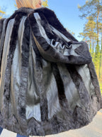 Mink Fur Coat, Leather, Size XL
