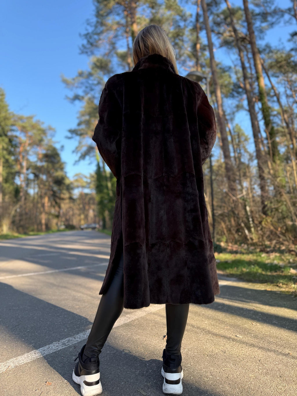 Dark Brown Sheared Rabbit Fur Coat, XL/XXL Super Soft Fur, Light Shiny Finish, Full-Length Elegant Design, Brand New Coat, Warm & Luxurious