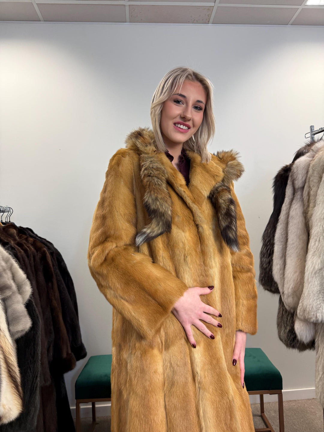 Golden Weasel Fur Coat, Medium Size, Women's Fur Coat, Real Weasel Fur Coat, Weasel Coat Women, Vintage Fur Coat, Hooded Fur Coat, Real Fur