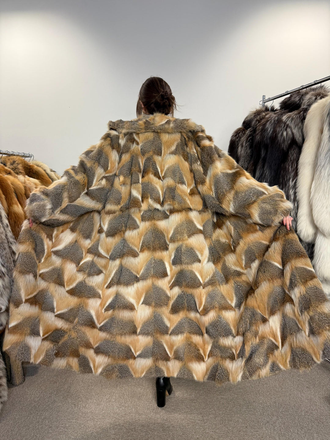 Luxury Fox Fur Coat, XL Size, Grey Fox Coat, Vintage Fur Coat, Full-Length Coat, Grey Fox Fur, Soft Fur, Women's Fur Coat, Real Fox Fur Coat