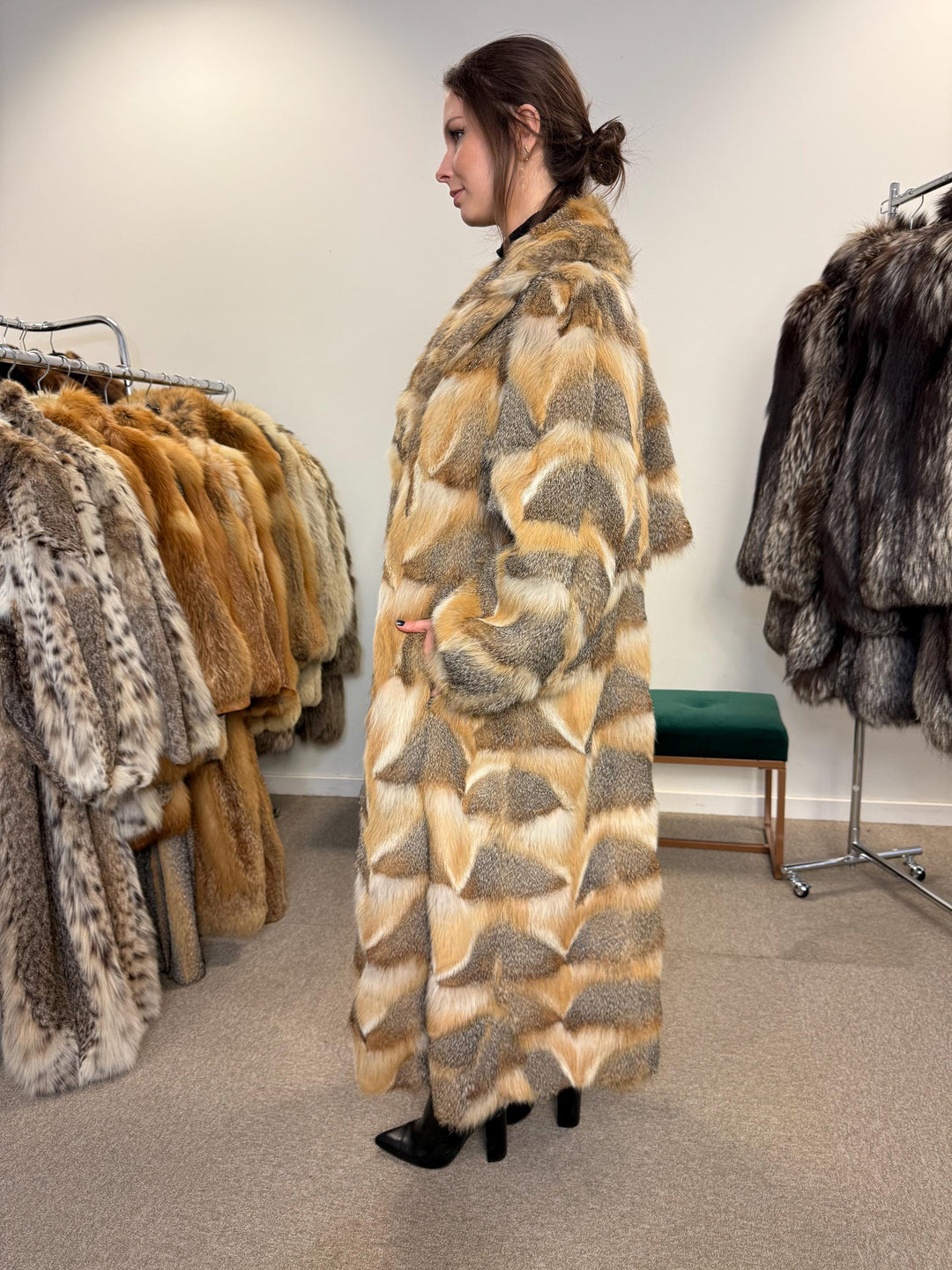 Luxury Fox Fur Coat, XL Size, Grey Fox Coat, Vintage Fur Coat, Full-Length Coat, Grey Fox Fur, Soft Fur, Women's Fur Coat, Real Fox Fur Coat