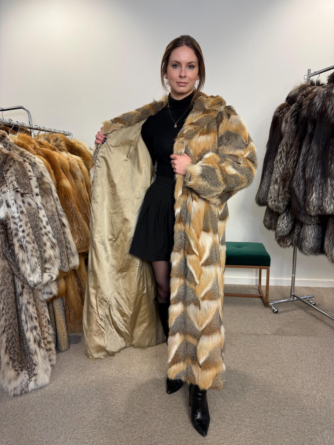 Luxury Fox Fur Coat, XL Size, Grey Fox Coat, Vintage Fur Coat, Full-Length Coat, Grey Fox Fur, Soft Fur, Women's Fur Coat, Real Fox Fur Coat