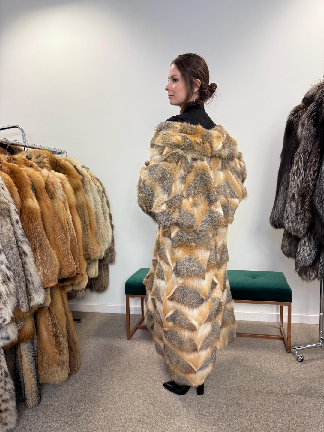 Luxury Fox Fur Coat, XL Size, Grey Fox Coat, Vintage Fur Coat, Full-Length Coat, Grey Fox Fur, Soft Fur, Women's Fur Coat, Real Fox Fur Coat